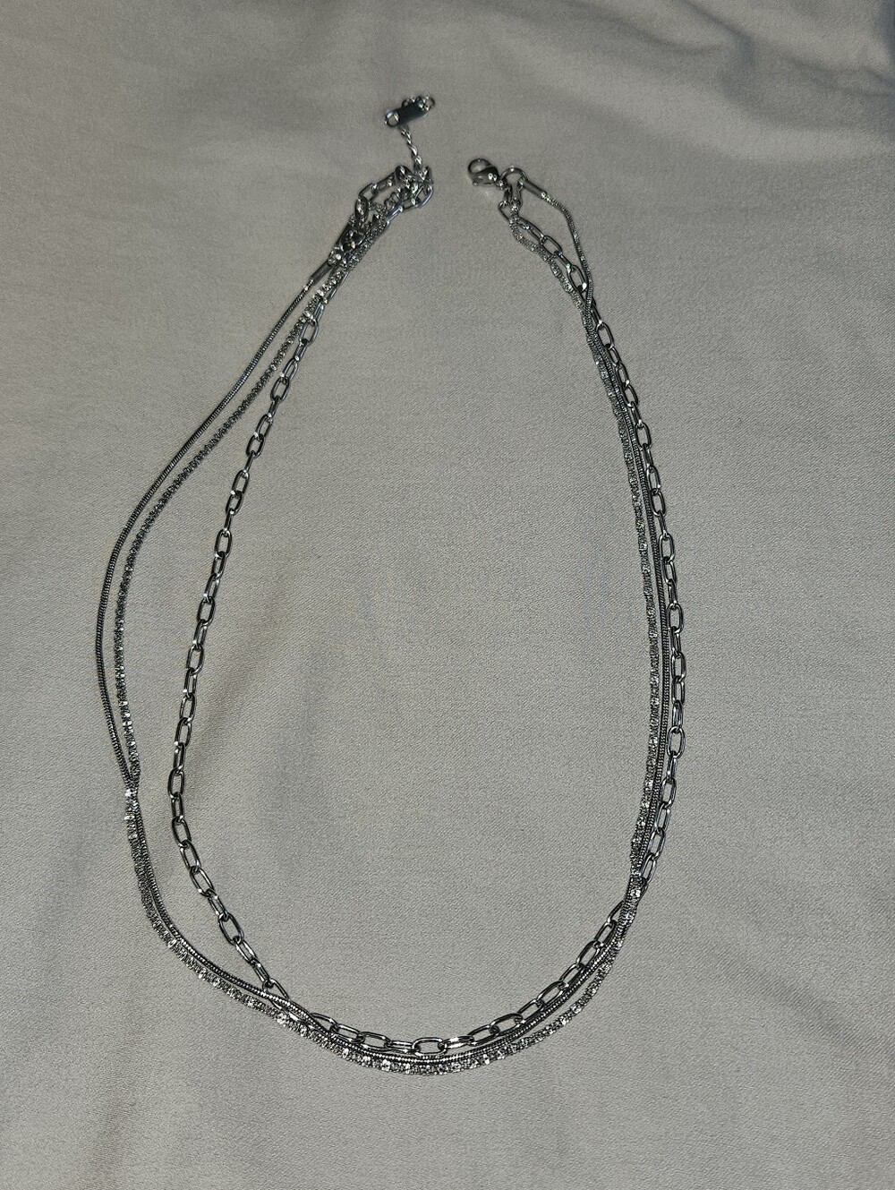Layered Silver Multi-Chain Necklace - Tarnish Free
